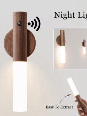 Magnetic LED Motion Sensor Night Light – Wood